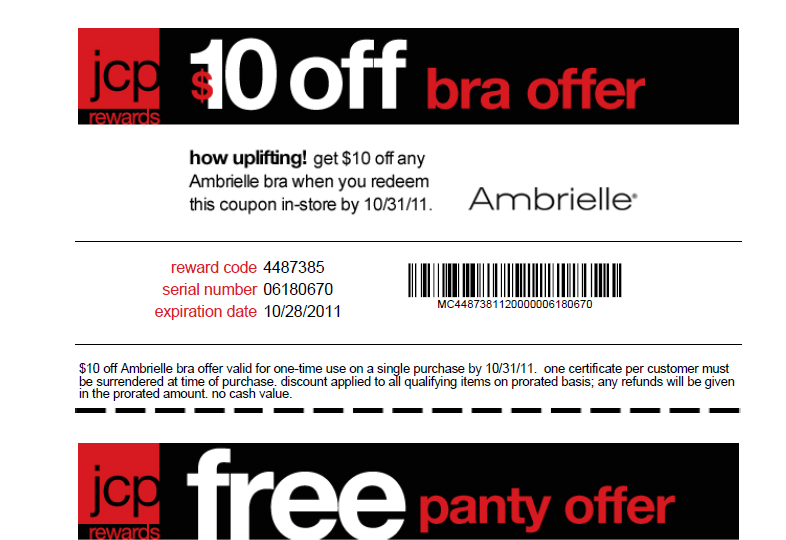 $10 off Ambrielle Bra at JC Penney, FREE panty + 50 rewards points