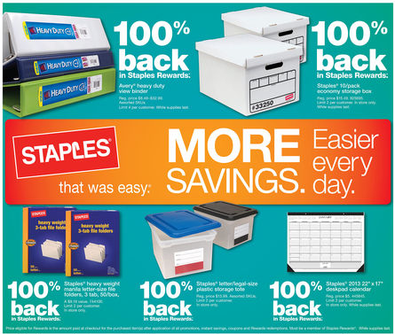 Staples 100 percent rewards