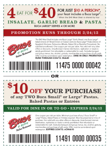 Buca di Beppo Coupon Valentines day