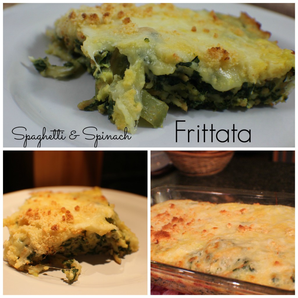 Spaghetti Spinach Frittata Collage