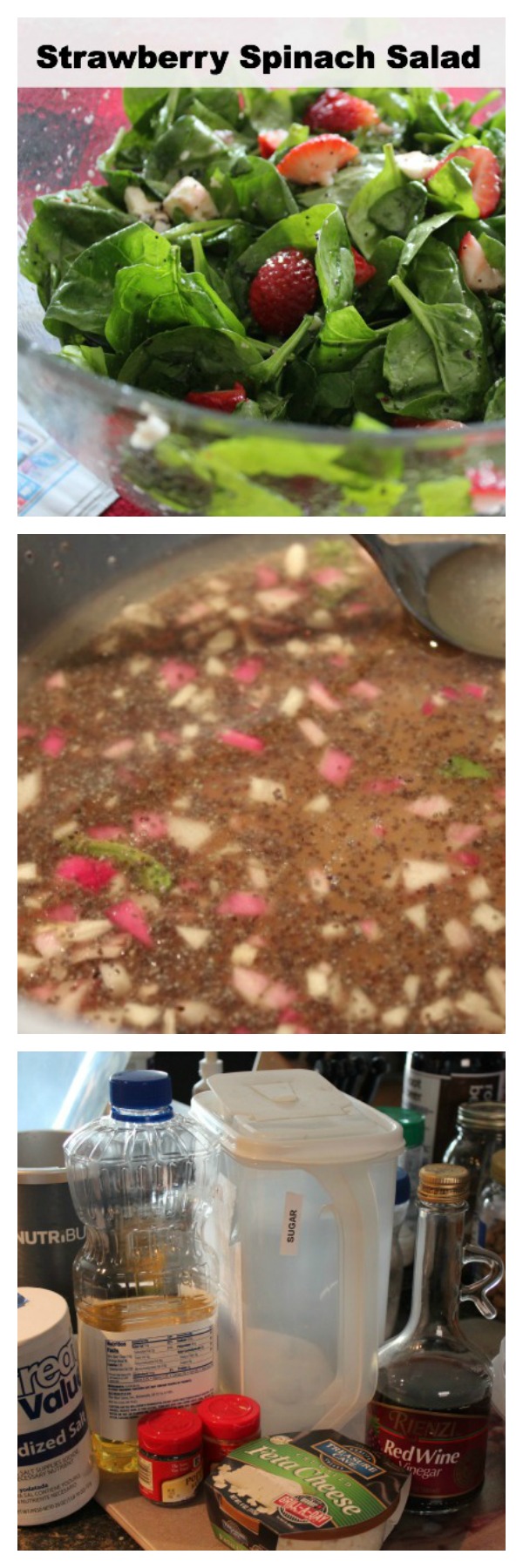 Strawberry spinach salad collage