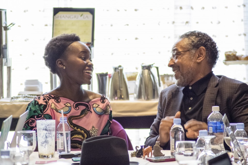 BEVERLY HILLS – APRIL 04 – Actress Lupita Nyong’o & Giancarlo Esposito during the “The Jungle Book” press junket at the Beverly Hilton on April 4, 2016 in Beverly Hills, California. (Photo by Becky Fry/My Sparkling Life for Disney)