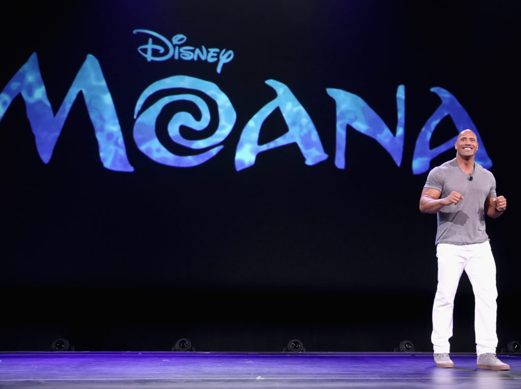 ANAHEIM, CA - AUGUST 14: Actor Dwayne Johnson of MOANA took part today in "Pixar and Walt Disney Animation Studios: The Upcoming Films" presentation at Disney's D23 EXPO 2015 in Anaheim, Calif. (Photo by Jesse Grant/Getty Images for Disney) *** Local Caption *** Dwayne Johnson