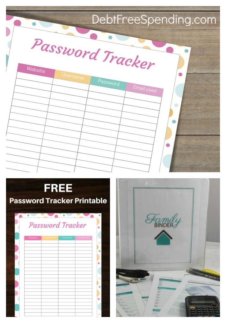 Password Tracker Free Printable - Debt Free Spending